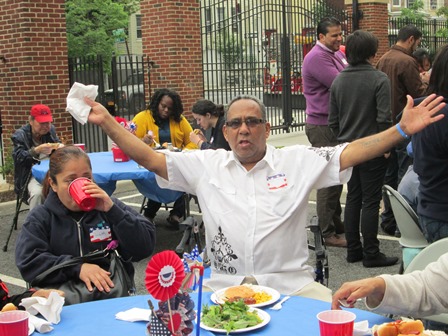 Serviam resident, Luis Sosa, was one of the many attendees who enjoyed the food, games and raffles at the barbecue.