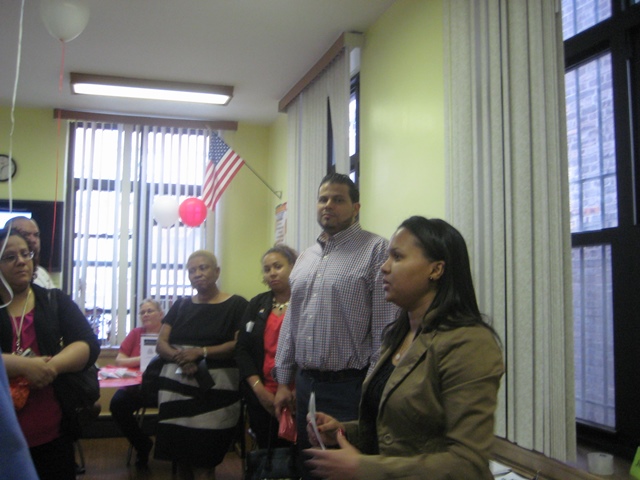 An opening presentation by John Garcia, Executive Director of Fordham Bedford Community Services (FBCS) and Jumelia Abrahamson, Director of the Northwest Bronx Resource Center emphasized the importance of credit in all aspects of our lives; housing, employment, retirement, and finances. John also highlighted the citizenship, youth and daycare provider services offered at Refuge House by FBCS . Jumelia introduced the crowd to the groups in the room who were prepared to provide information, appointments and on the spot assistance.
