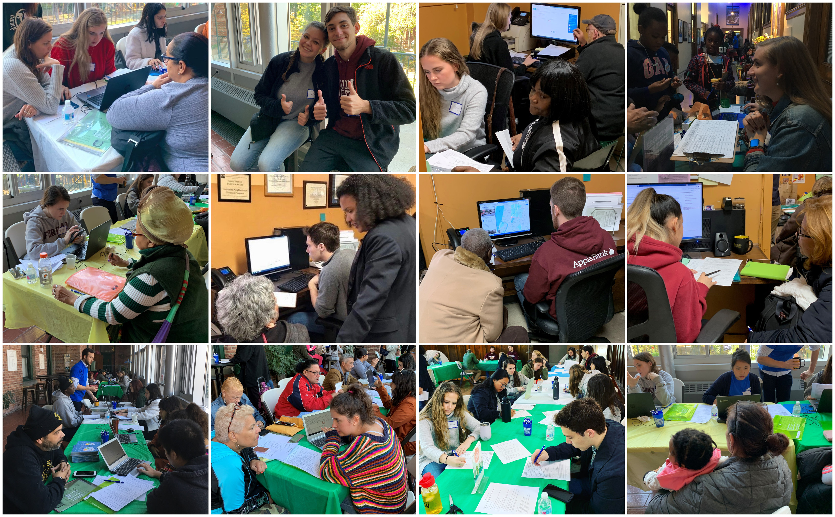 Student volunteers from Fordham University and manhattan College were the lynchpin that made this day a success! Volunteers were trained bright and early in Housing Connect enrollment and then worked non-stop to provie access to the bronx neighbors to NYC's online affordablehousing lottery.
